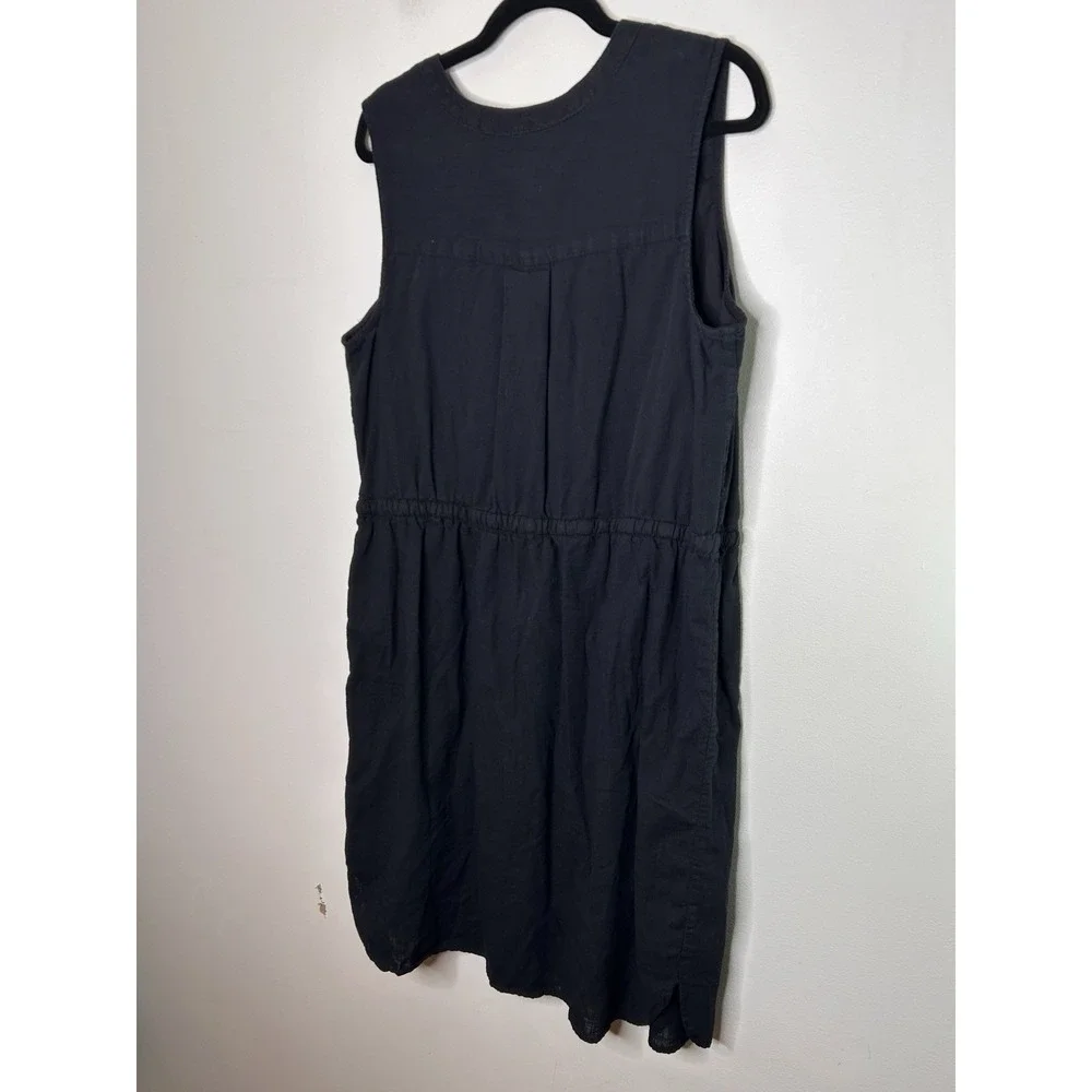 Old Navy Black Washed Linen Blend Sleeveless Summer Dress Size XL